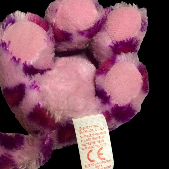 Ty Beanie Boo Glamour Leopard Cat Purple Plush Pink Glitter Eyes 6" (inch) - Picture 6 of 7